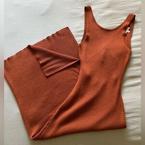 Freshman 1996 Burnt Orange Ribbed Knit Maxi Dress - Size S
